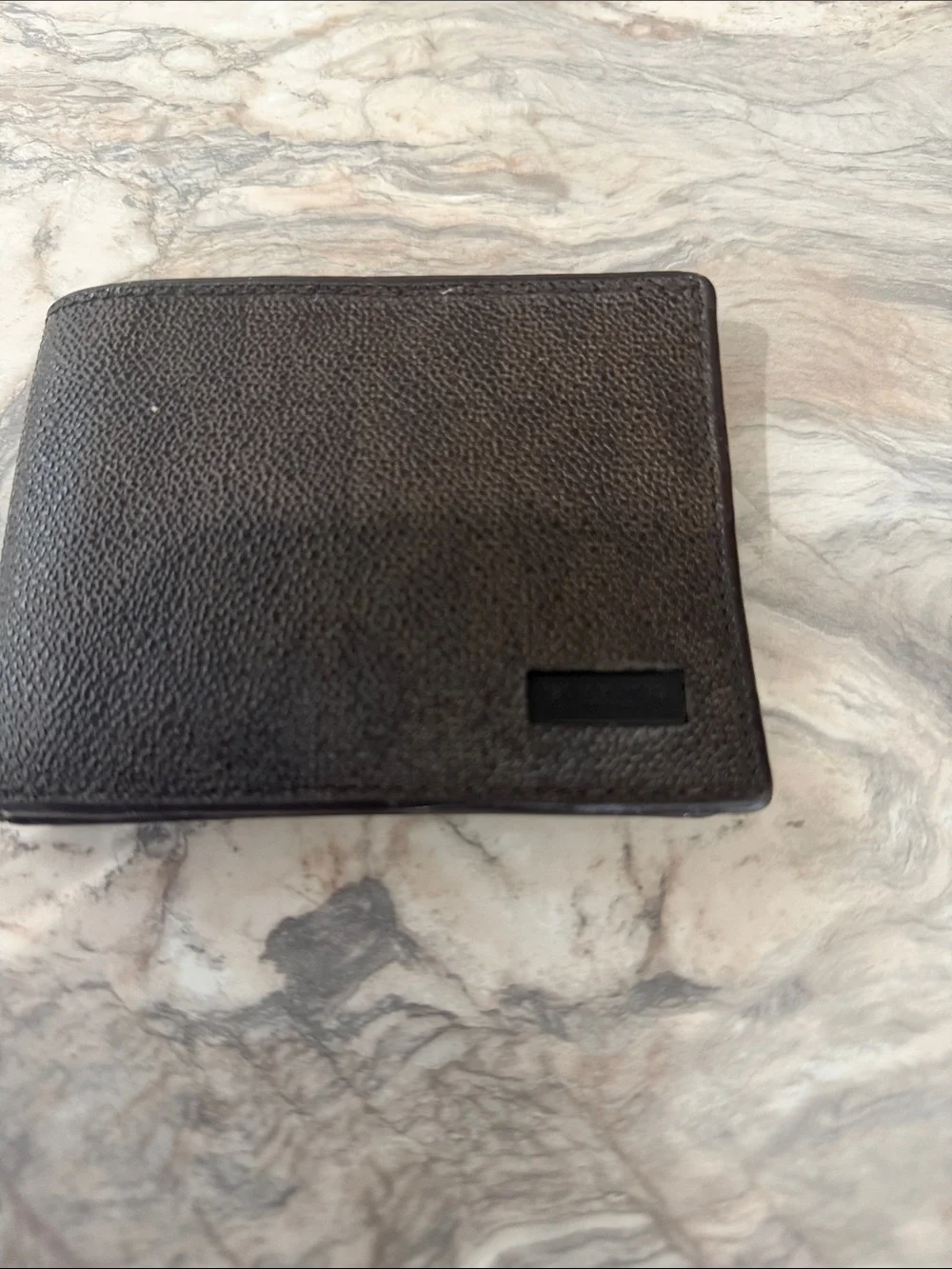 MK Men's Black Leather Bi-Fold Wallet - Unbranded